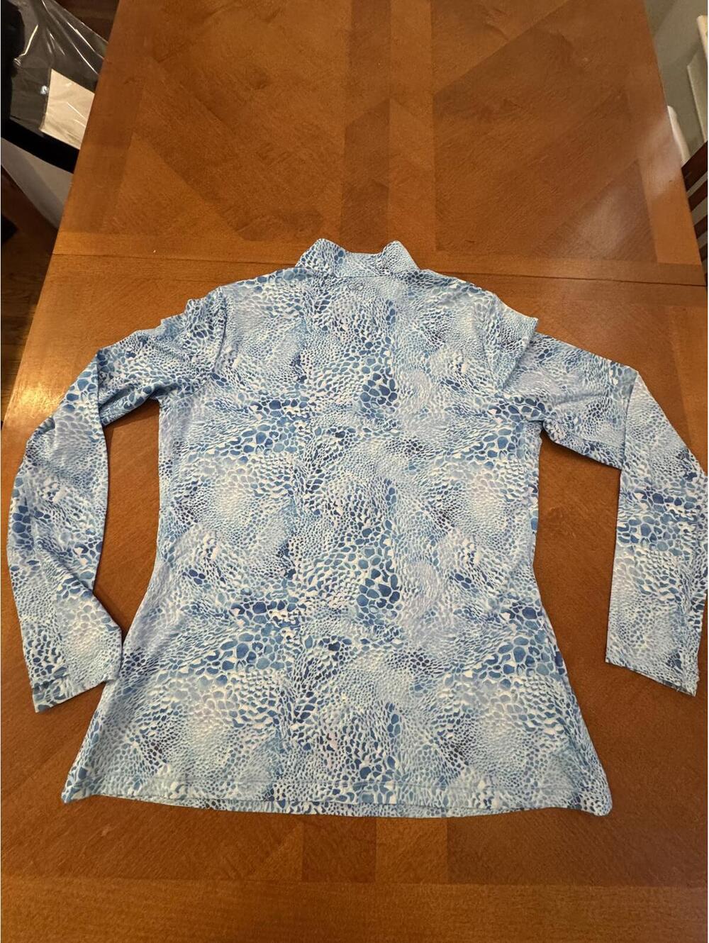 Calla XL Blue Patterned Long Sleeve Quarter Zip Pullover - Picture 6 of 6